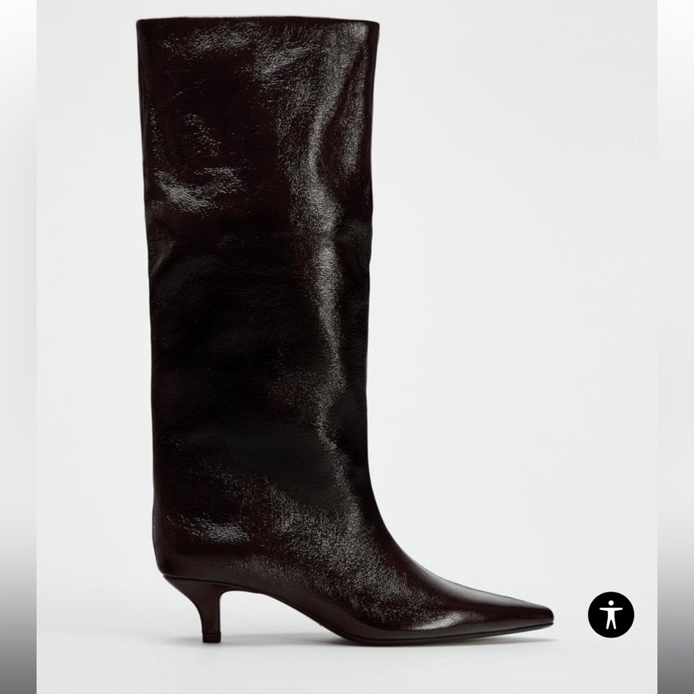 Zara kitten heel burgundy boots